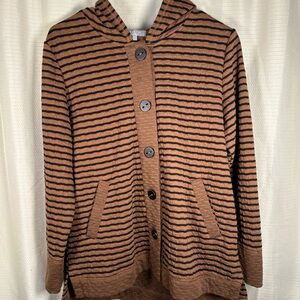 Habitat Brown and Black Striped Hoodie size small button up